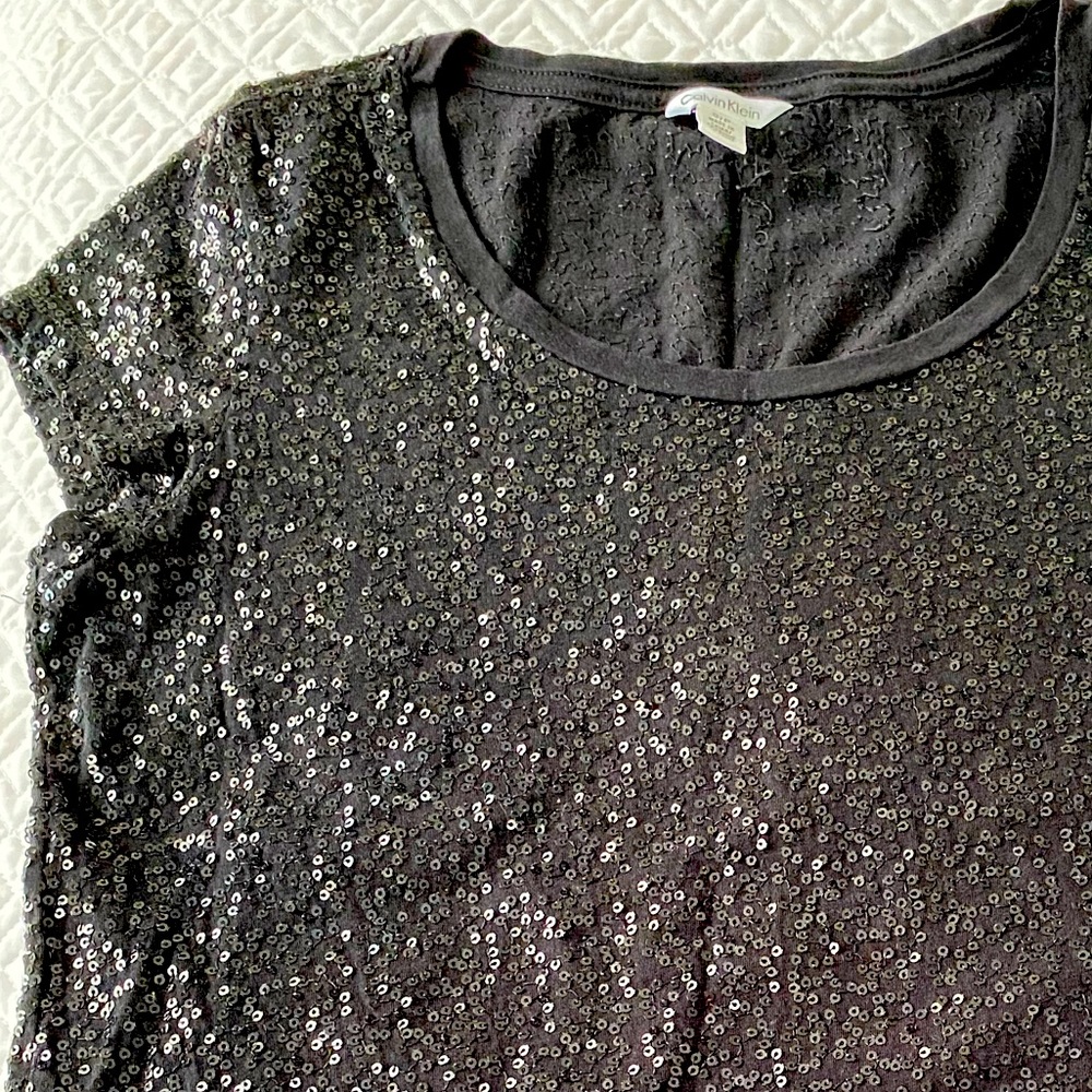 Dark grey sequinned Calvin Klein T-shirt